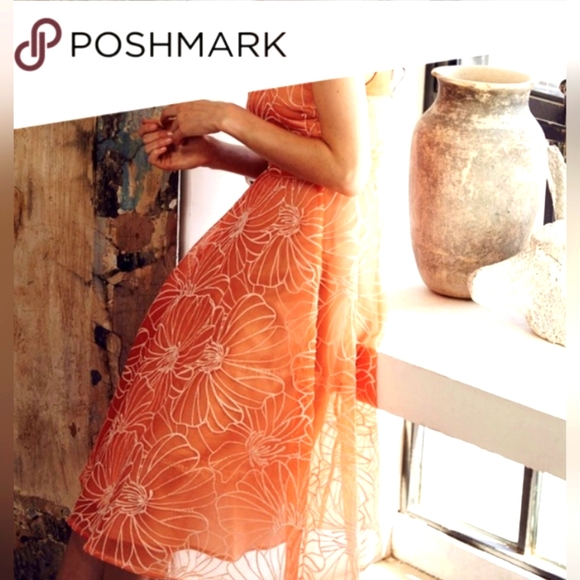 NWT Anthropolgie Moulinette Soeurs Embroidered Peach Dress - Picture 8 of 8